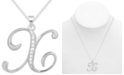 Macy's Diamond X Initial 18" Pendant Necklace (1/10 ct. t.w.) in Sterling Silver